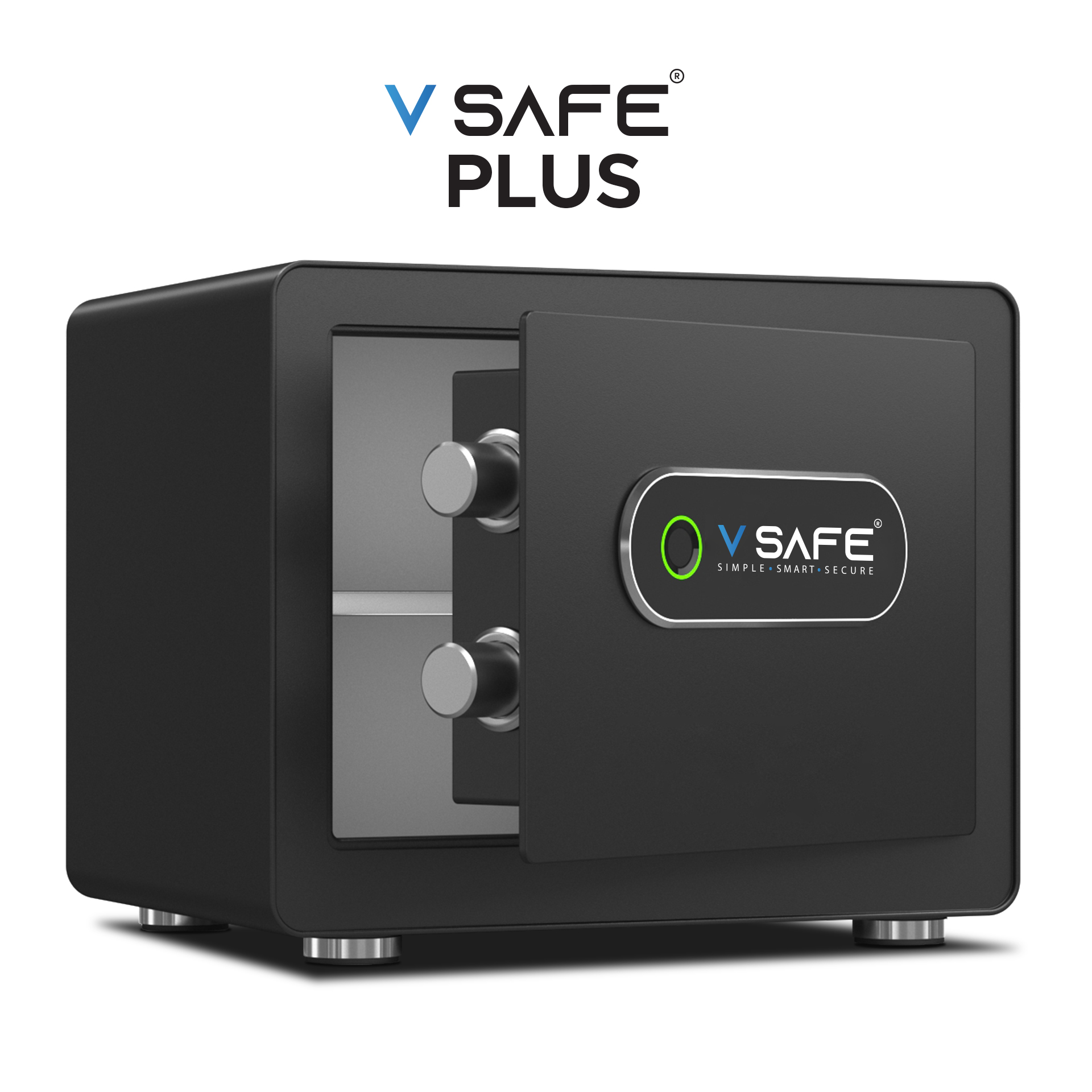 V SAFE Plus black smart locker — front view