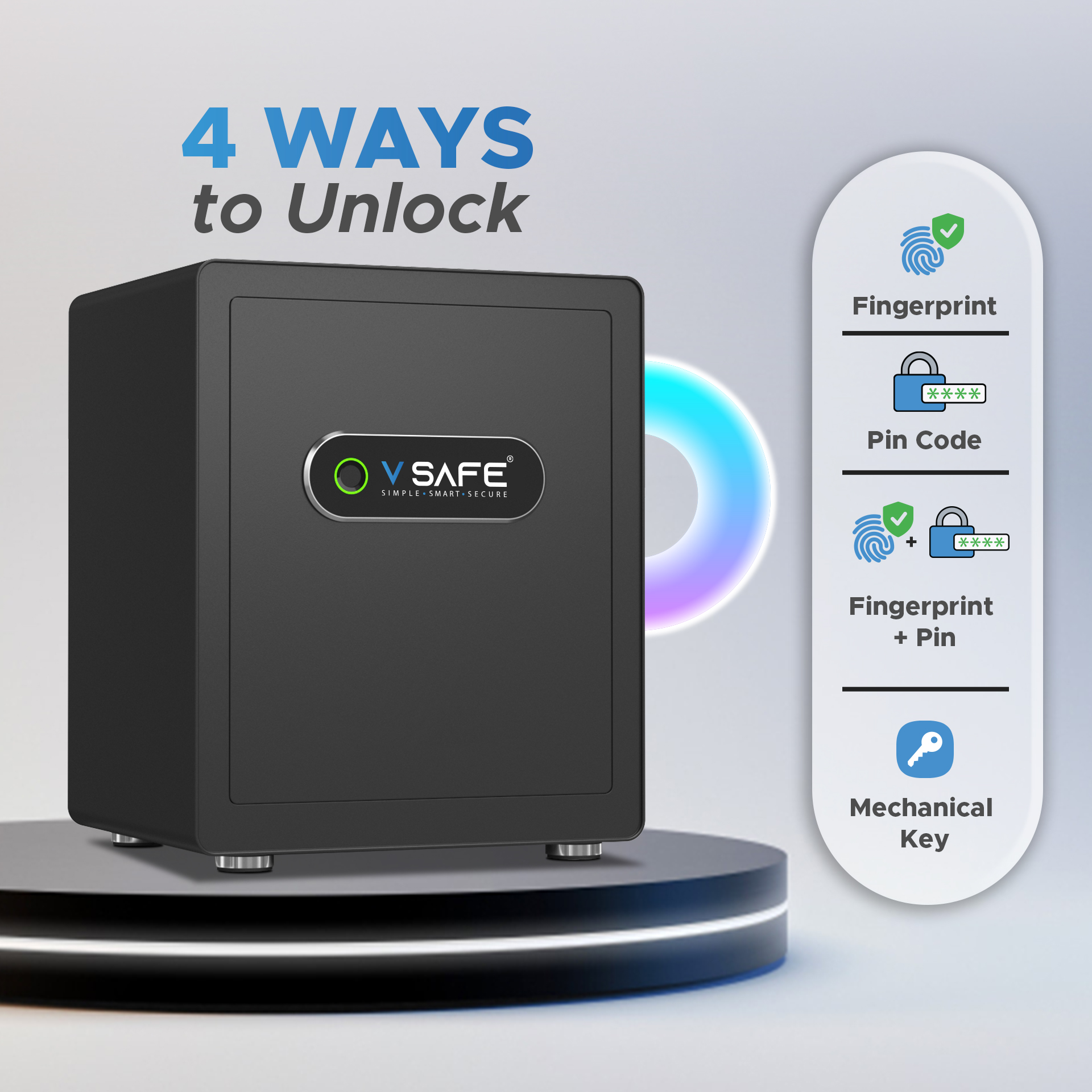 V SAFE Pro black smart locker — front view