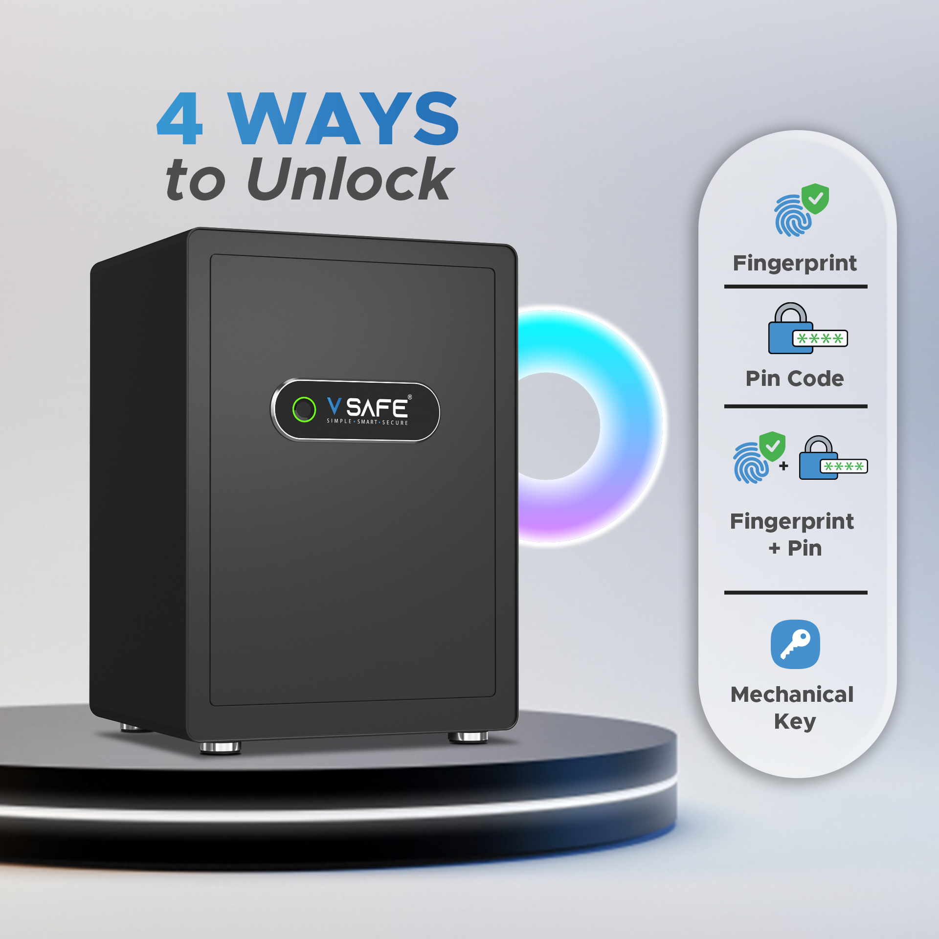V SAFE Pro Max black smart locker — front view